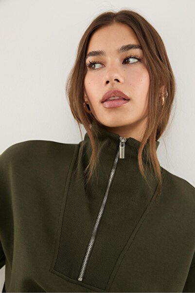 Stradivarius High-neck zip-up sweatshirt