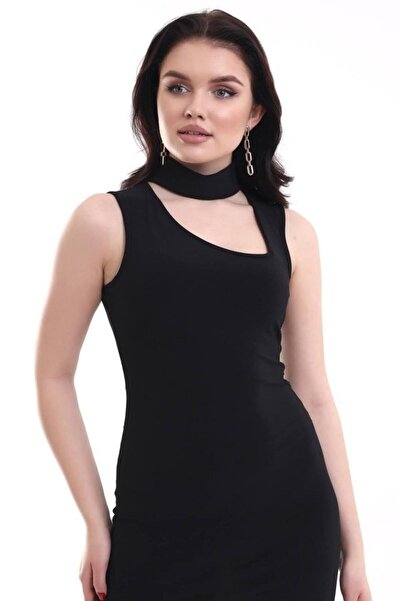 Genel Markalar Kadın Asimetrik Yaka Sandy Kumaş Fırsat Ürün Diz Üstü Elbise