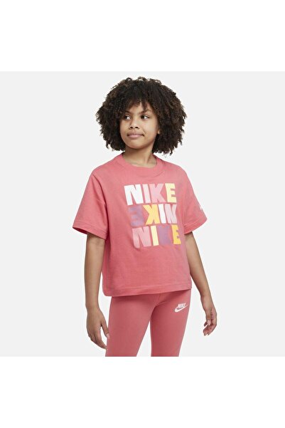 Nike Sportswear Boxy Print Kids Pink Casual Oversized T-Shirt