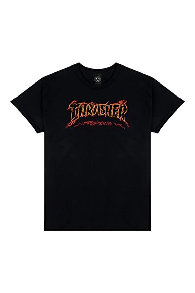 Thrasher Tricou negru Cracked By Exteenager