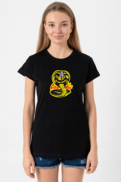 Tshirthane Cobra Kai Logo Black Women's Tshirt