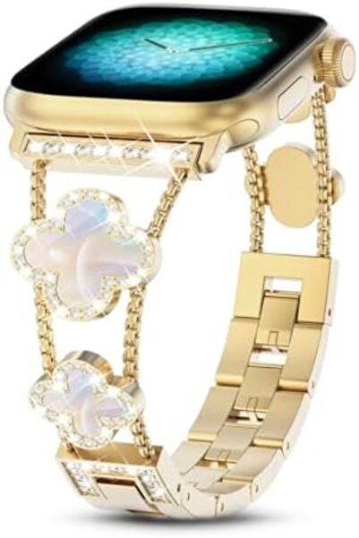 O Ozone سوار ساعة معدني لساعة أبل 40 مم 41 مم 38 مم، تصميم أنيق على شكل نبات ...