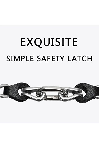 O Ozone Stainless Steel Leather Ring Chain Belt Mi band 8 Straps Silver & Rose Gold