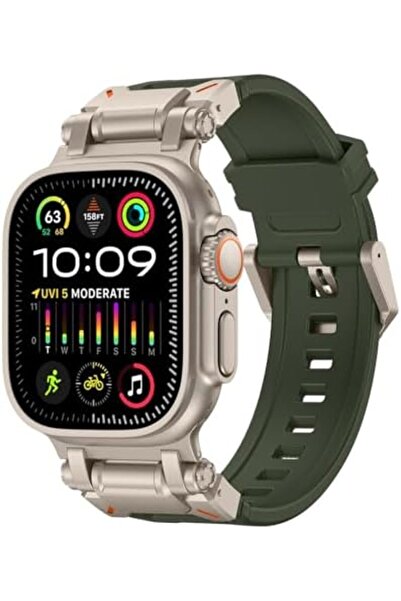 O Ozone Sports Liquid Silicone Rubber Band with Stainless Steel Adapter for Apple Watch (Ultra 1/2,