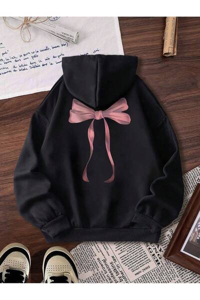 Deocept Women's Black Red Butterfly Printed Sweatshirt