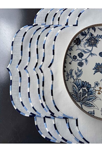 ROSSEV Set de 6 cupe și șervețele sculptate în albastru Mila Supla