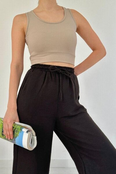 Asil Acar Home    Black Linen Trousers