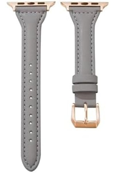 O Ozone Slim Leather Bands For Apple Watch Band 38mm 40mm 40mm 41mm- Grey