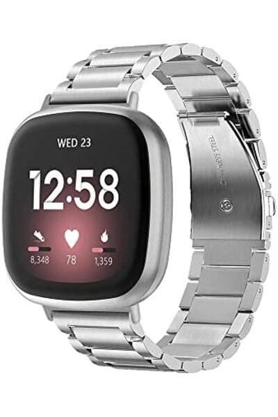 O Ozone Metal Watch Band | Fitbit Sense & Fitbit Versa 3 Smart Watch| Silver