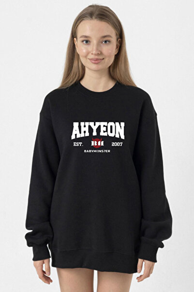 Tshirthane Ahyeon Babymonster Est Black Women's 2Ip Sweatshirt