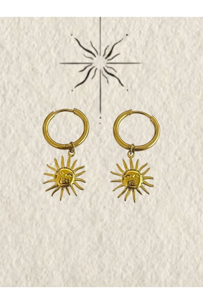 Hoop jewelery Steel Sun Stud Earrings