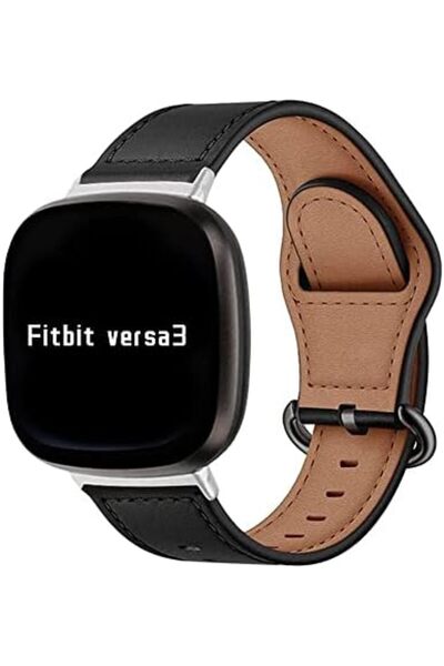 O Ozone Leather Watch Band Straps | Fitbit Sense & Fitbit Versa 3 Smart WatchBlack