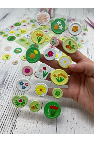 Kağıt Gemi Dükkan 3D Kabartmalı Tek Yaprak 18 Adet Yeşil Paket Mühür Desenli ...