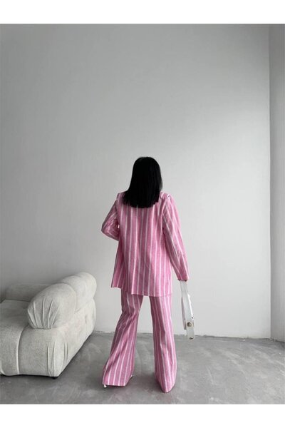 'Ello Pink Striped Linen Vest and Trousers Set