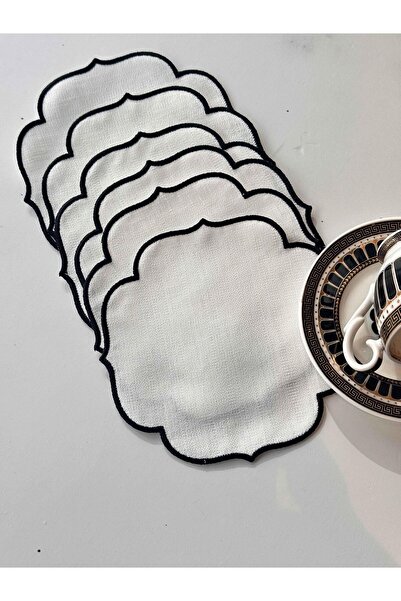 ROSSEV Set de 6 șervețele de cocktail Mila sculptate în negru