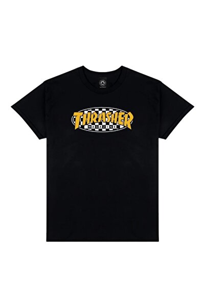 Thrasher Tricou negru oval în carouri