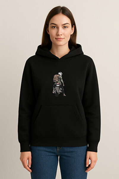 MODA سويت شيرت بقلنسوة مطبوع عليه Moto Travel (خيطين)