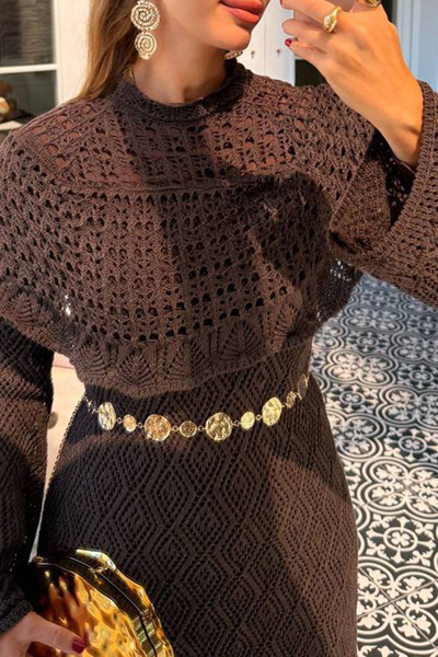 Neşeli Butik Women Cape Knitted Lace Muslim Dress Nms071