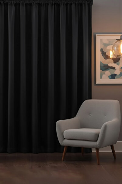 Kırlı's Blackout %100 Işık Geçirmez Karartma Siyah Yüksek Kalite Düz Dikim Pilesiz Fon Perde