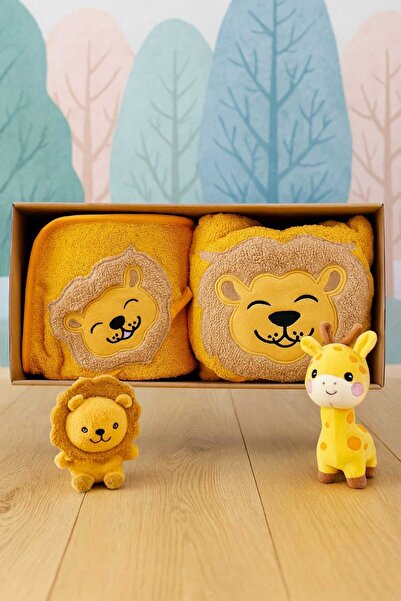 HOUME 3 PARÇA KUTULU BEBEK BORNOZ SETİ-ASLANCIK