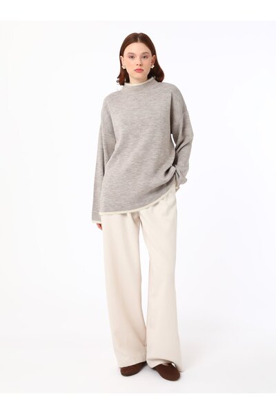 Refka Contrast Detailed Turtleneck Sweater - Mink -