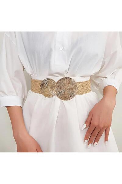MODAM HİFA Imported Straw Belt Women's Belt Dress Belt Shirt Belt Waist Belt Coat Belt
