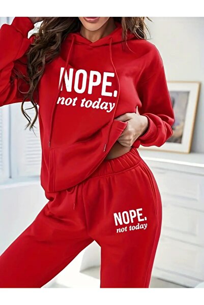 mercoledi Kadın Baskılı Alt Üst Eşofman Takımı Oversize Bisiklet yaka