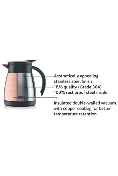 Borosil Insulated Stainless Steel Tea and Coffee Vacuum Thermos Flask- 1 Liter