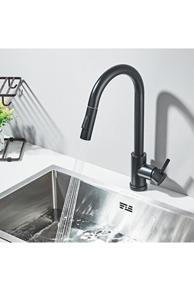 BisDesign Kitchen Sink Faucet, Touch On/Off Function, Pull-out Shower, 2 Flow Functions, Size 39 cm