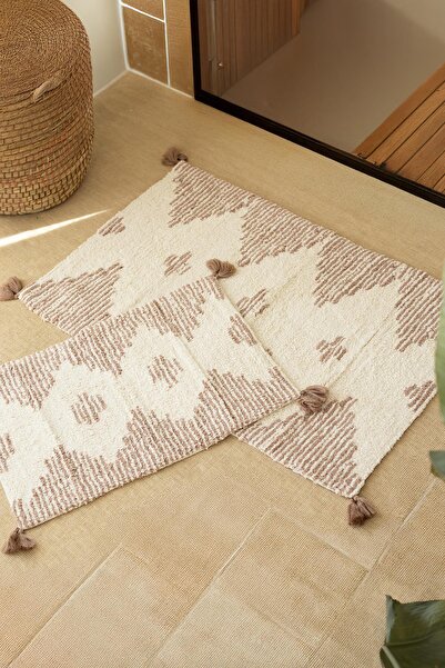 İrya Mistic Puskullu Bath Mats 40X60 + 60X90 Brown