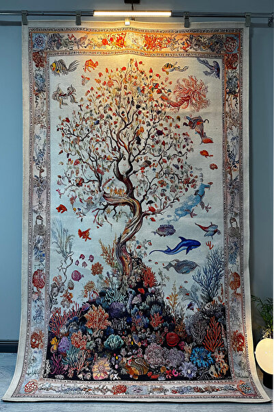 kilim home Mercan ve Ağaç Desenli Yumuşak Dokulu, Pamuk Taban, Yatak Odası & ...