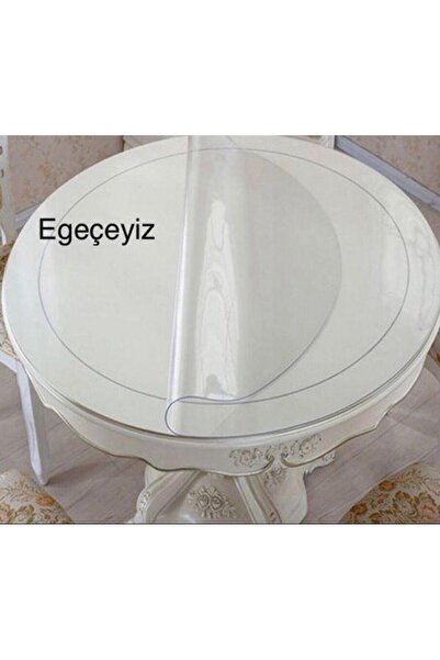egeceyiz home Şeffaf 2.0 Mm Kalın Pvc Yuvarlak Masa Örtüsü Masa Koruyucu
