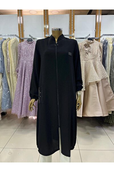 sarmoda 1014 ÖNDEN FERMUARLI KOL UCU LASTİKLİ CEPLİ LEOPAR LASTİKLİ GİY ÇIK KAP QYS KAP 1014 #24-03#