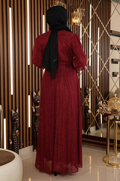 Missvalle Βραδινό φόρεμα από πέτρινο γκλίτερ σιφόν Claret Red 19113