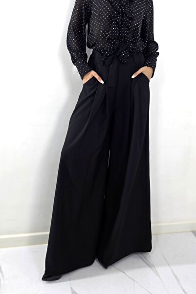 FashionForYou Pantaloni lungi pentru evenimente, HARRU Large cu pense, Negru