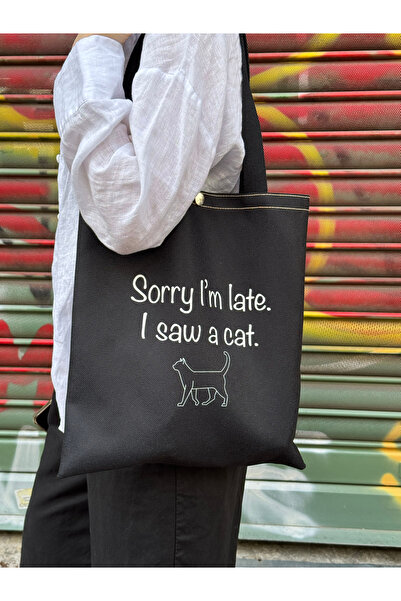 pamukcanta Kedili Tasarım Kalın Kumaş Çanta