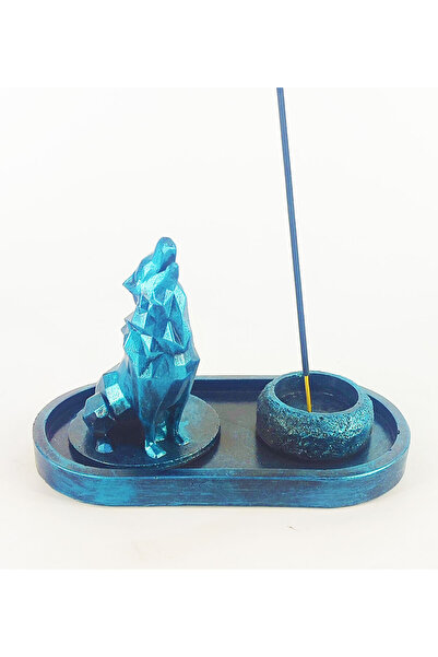 Craftmaket Uluyan Kübik Kurt Çubuk Tütsülük ve Tealight (Mavi)