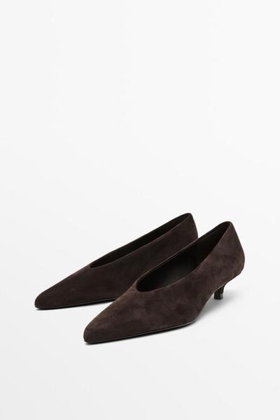 Massimo Dutti Yumuşak süet topuklu ayakkabı