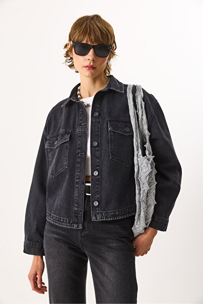 VENA Cămașă din denim Lisa Black 100% bumbac - NEGRU