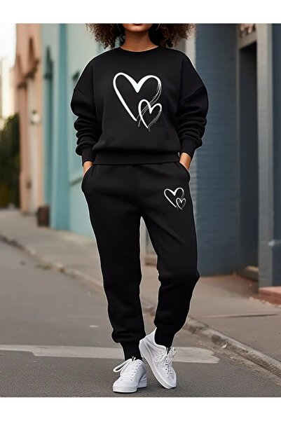 mercoledi Γυναικείο σετ αθλητικής φόρμας με τύπωμα oversized με λαιμόκοψη