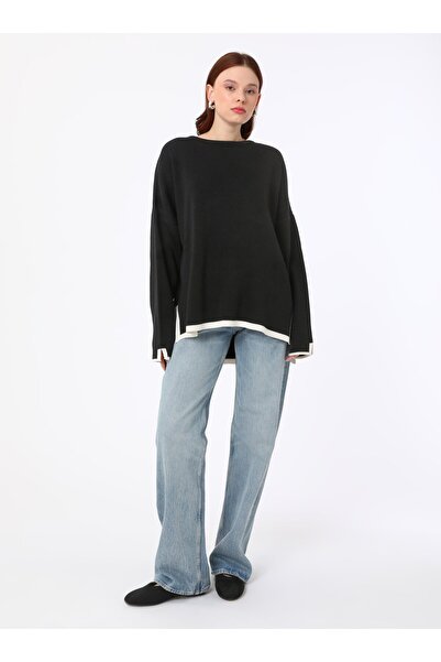Refka Contrast Stripe Detailed Knitwear Sweater - Black -