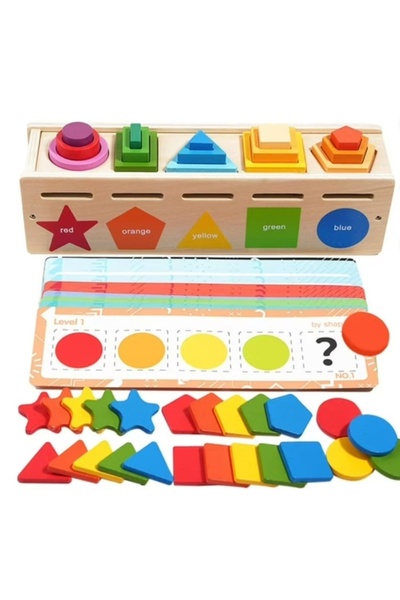 Toy Sortator Montessori din lemn pentru forme și culori