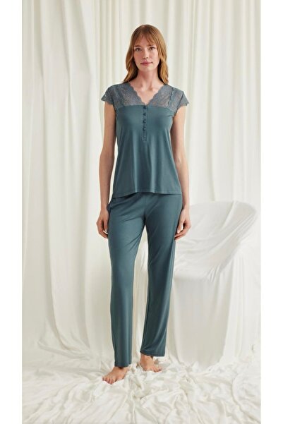 NightLove طقم بيجامة موناميس دانتيل بأزرار أمامية 18540