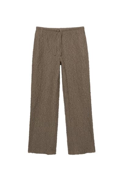 Pull & Bear Buruşuk görünümlü geniş paça pantolon