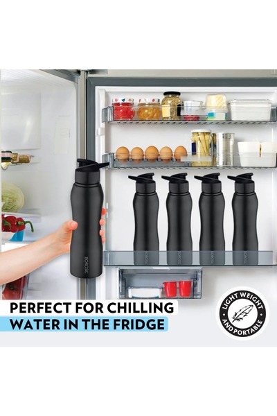 Borosil Grip-n-Sip stainless steel water bottle, Black 750ml