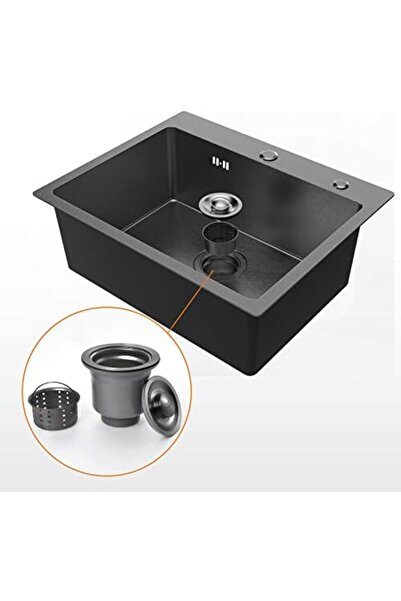 Ibergrif M85545B Black Rectangular Single Bowl Kitchen Sink, Stainless Steel Sink for Kitchen with D