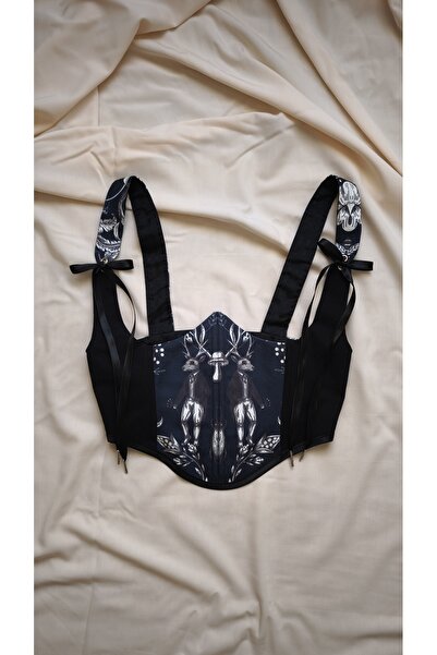 Pinn Orman Desenli Vintage Kadın Bel Korsesi Kemeri