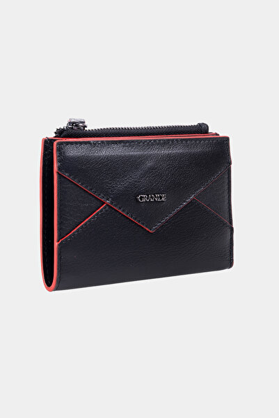 Grande 2827 Hakiki Deri Origami Model Kadın Cüzdanı Siyah
