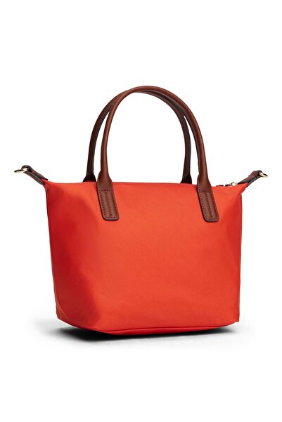 Tommy Hilfiger Women's Th Monogram Logo Zippered Short Strap Orange Shoulder Bag Aw0Aw17709-Spp