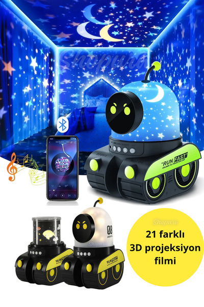 Shopura Çocuklar İçin Eğitici Eğlenceli Robot Figürlü Projektör Gece Lambası ...